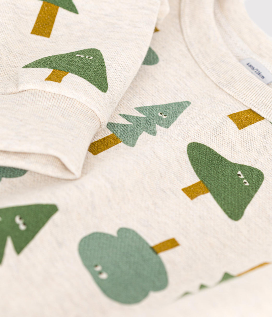 Maglia beige in tessuto felpato con fantasia bosco A0BIG 03 PETIT BATEAU 
