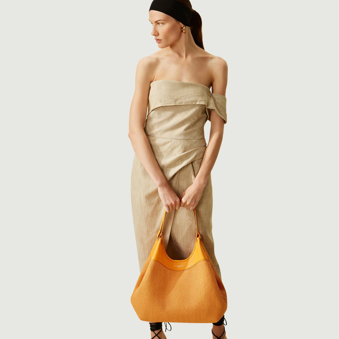 Borsa a spalla DUA in pelle intrecciata flame orange BS 10370/24PE CST-PL 13309 GIANNI CHIARINI 