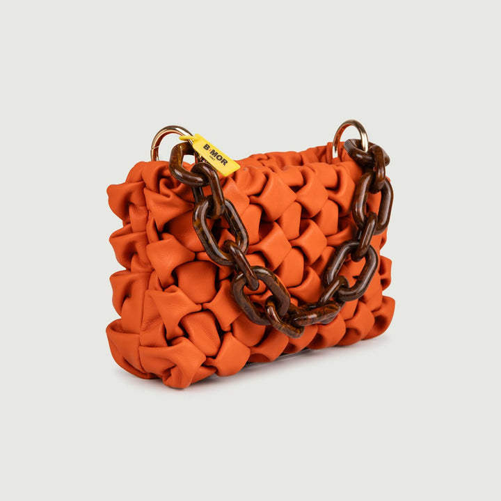 BORSA IN PELLE INTRECCIATA ARANCIONE "CURLY" CURLYNEW ARANCIONE BIMOR 