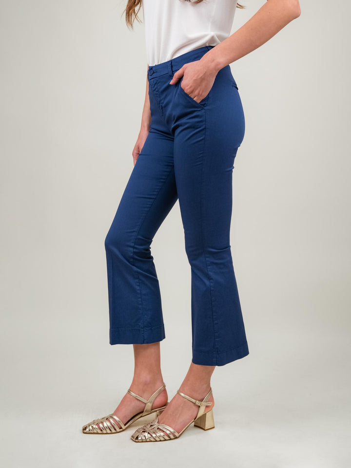 PANTALONE A TROMBETTA IN COTONE BLU 824MA BLU ANDREA MORANDO 