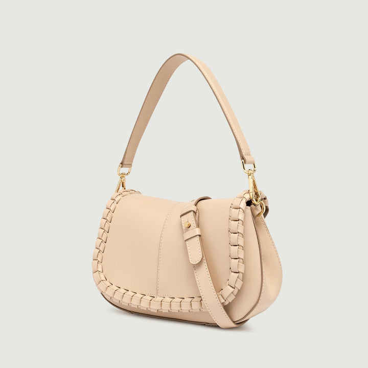 Borsa a spalla Helena Round special in pelle beige BS 10848 PRCK-THR 2971 GIANNI CHIARINI 