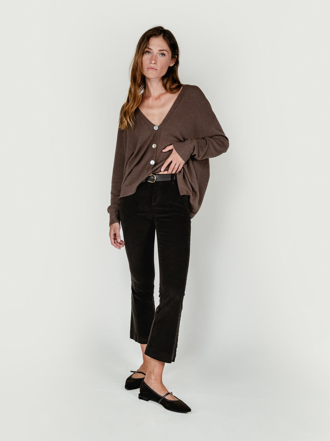PANTALONE A TROMBETTA MORO IN VELLUTO 824W21 MORO ANDREA MORANDO 