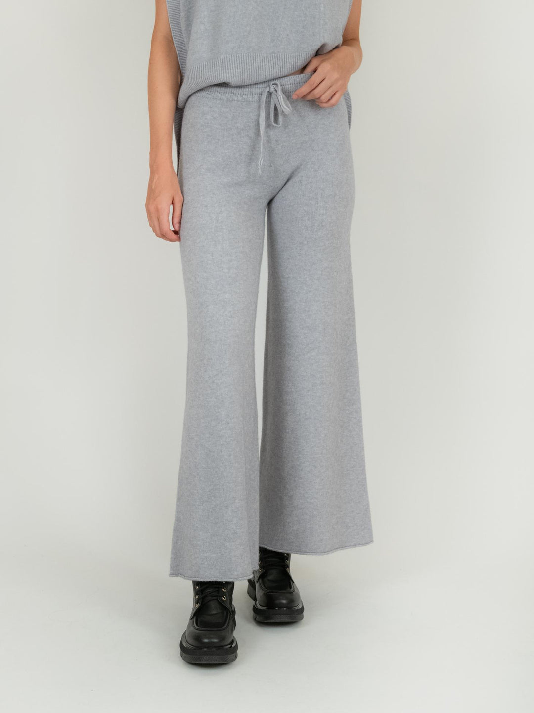 PANTALONE A PALAZZO IN MAGLIA GRIGIO PERLA 0370/176 0020 BIMOR 