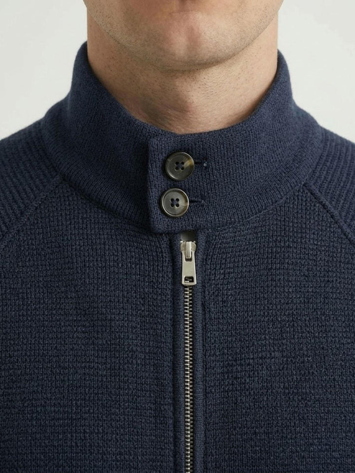 Bomber in maglia con collo a listino navy G0004PL0121M 7000 ANDREA MORANDO 
