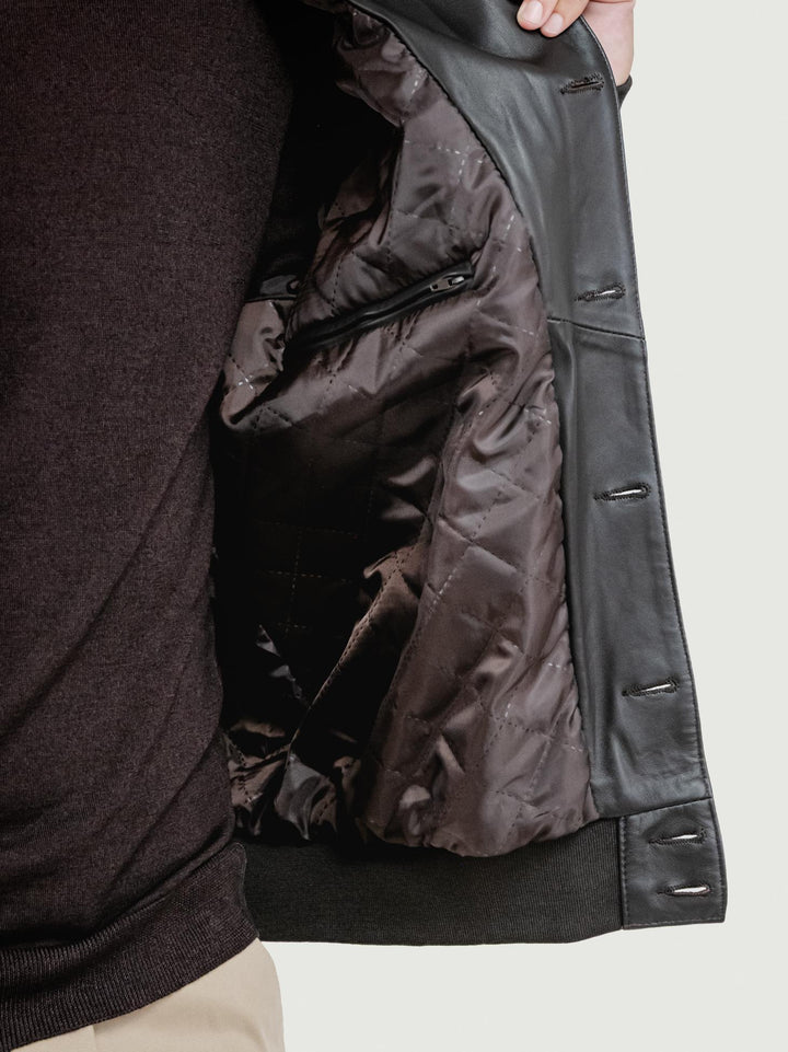 GIUBBOTTO IN PELLE TESTA MORO RENNA/TRAPUNTA NAPPA ANDREA MORANDO 