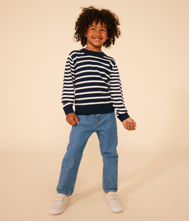 PULLOVER RIGATO IN LANA E COTONE BAMBINO A09KB 01 PETIT BATEAU 