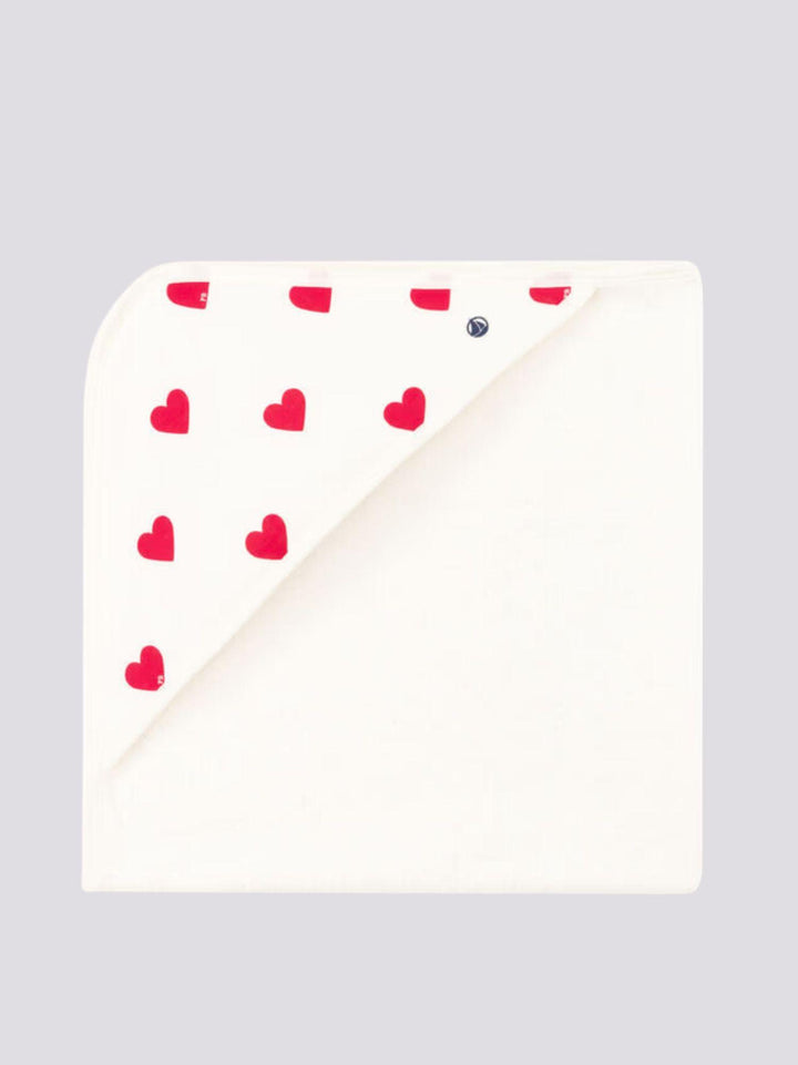 ASCIUGAMANO QUADRATO DA BAGNO CON CUORI IN COTONE A09IT 01 PETIT BATEAU 