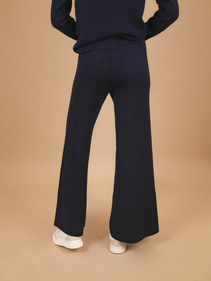 PANTALONE A PALAZZO IN MAGLIA BLU 0370/176 0115 BIMOR 
