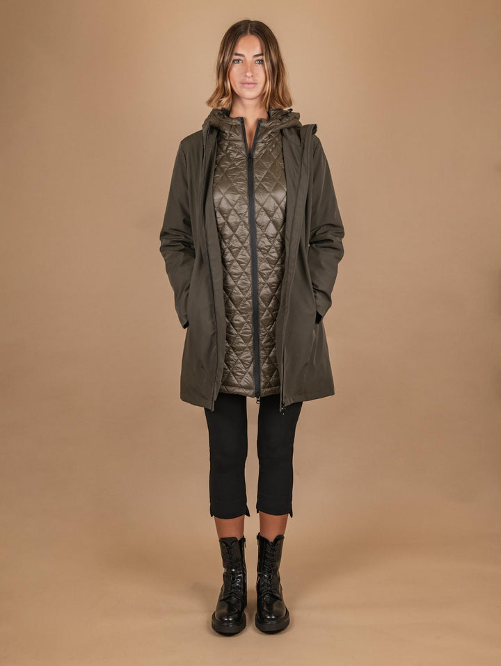 PARKA CON PIUMINO ESTRAIBILE IN TESSUTO TECNICO VERDE MILITARE 8950D MILITARE ANDREA MORANDO 