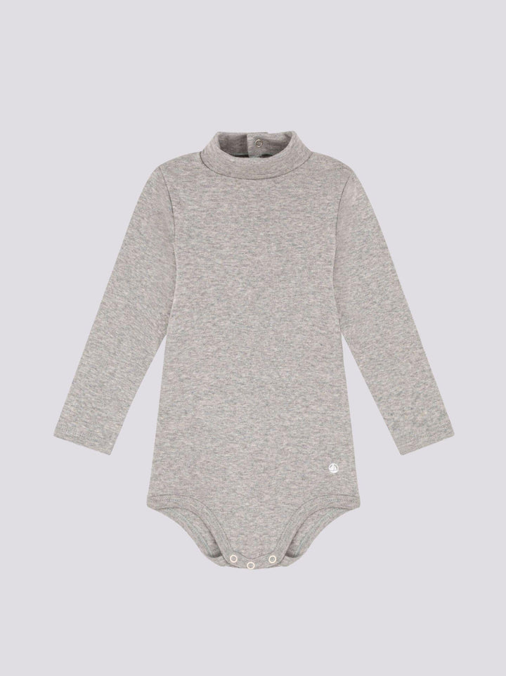 BODY IN COTONE A MANICA LUNGA E COLLO ALTO GRIGIO A08QO 01 PETIT BATEAU 