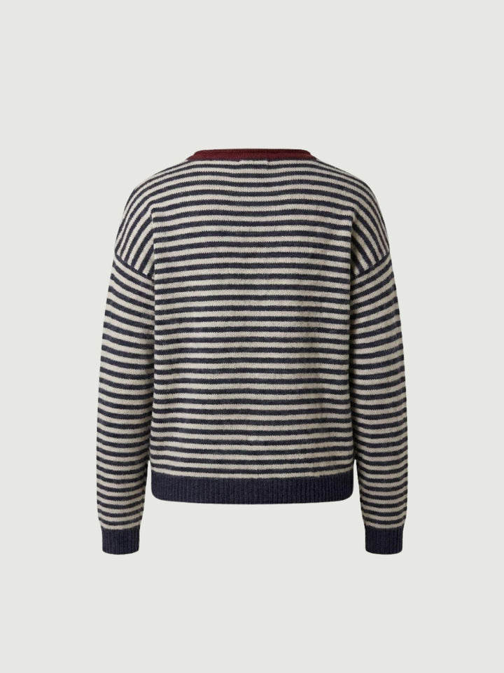 MAGLIA A RIGHE ANTRACITE 25866/C BORDEAUX ANDREA MORANDO 