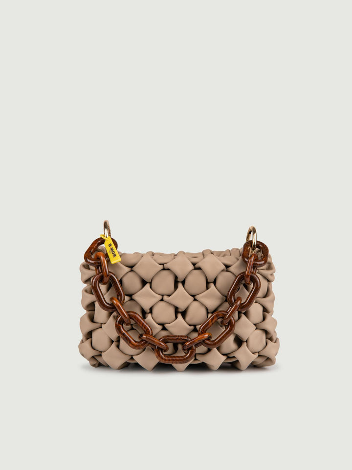 BORSA IN PELLE INTRECCIATA BEIGE "CURLY" CURLYNEW CAPPUCCINO BIMOR 