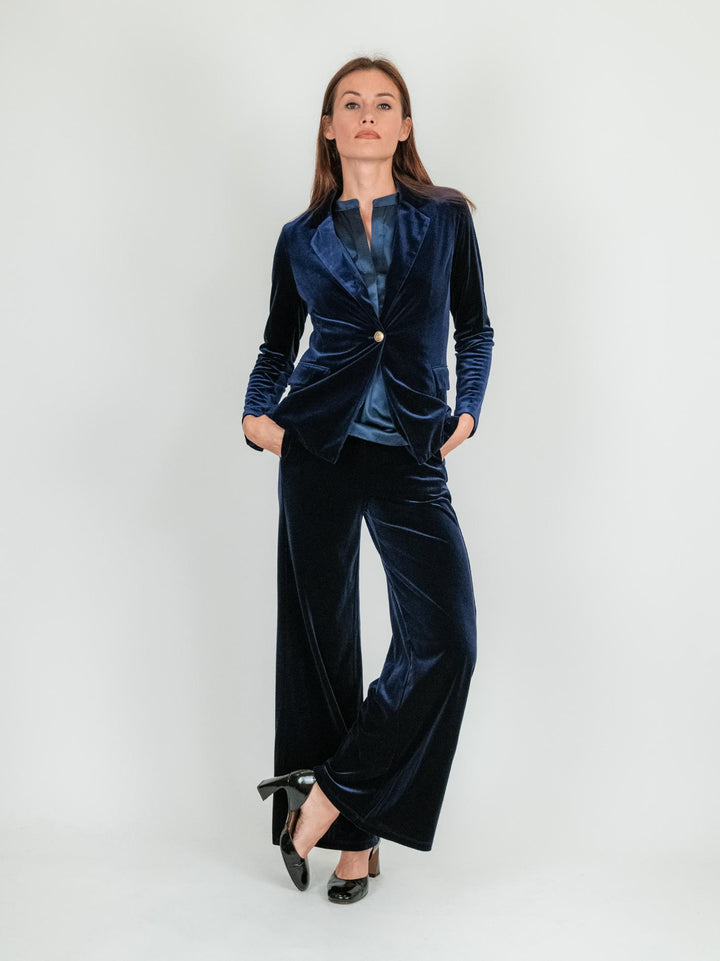 BLAZER IN VELLUTO LISCIO BLU 245C1000 303 ANDREA MORANDO 