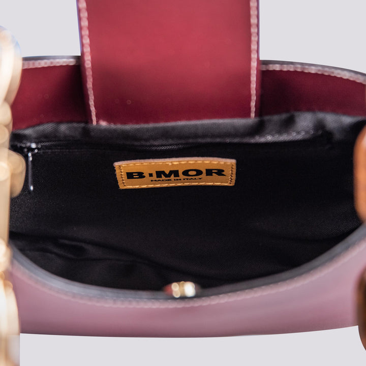 BORSA IN PELLE bordeaux CON TRACOLLA IN OSSO "CURVY" CURVY BORDEAUX BIMOR 