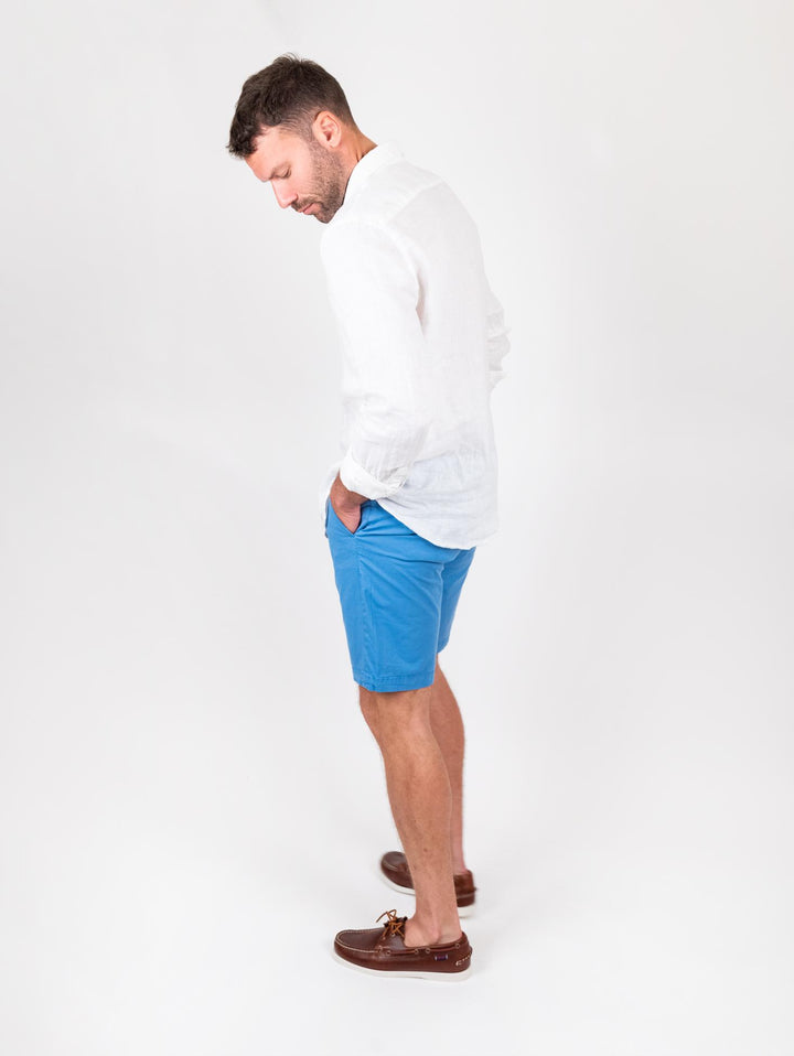 Bermuda in cotone tinta unita bluette