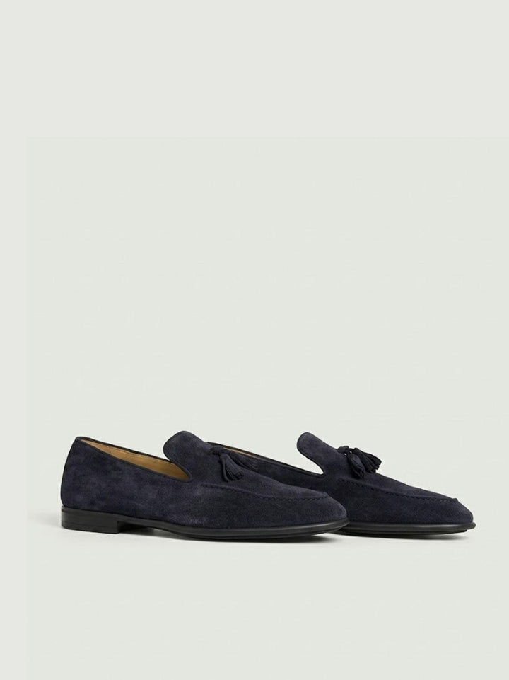 Mocassino Tassel Loafer in pelle scamosciata navy 1128 BLU NAVY ANDREA MORANDO 