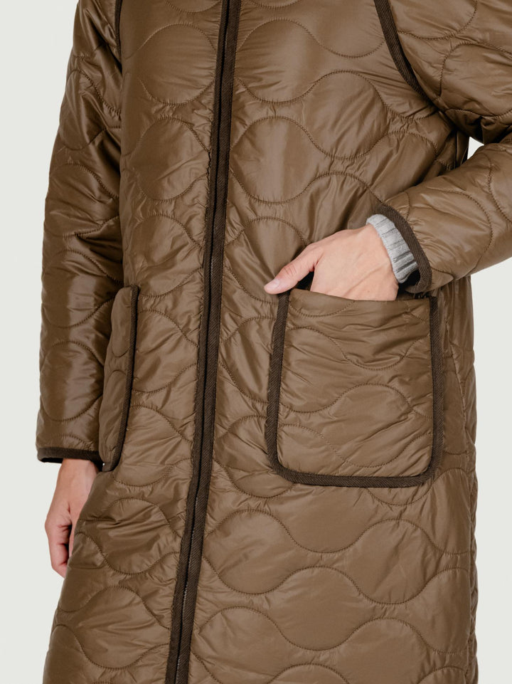 GIACCA A VENTO LUNGA IN NYLON KHAKI 565NIGO421 62 ANDREA MORANDO 