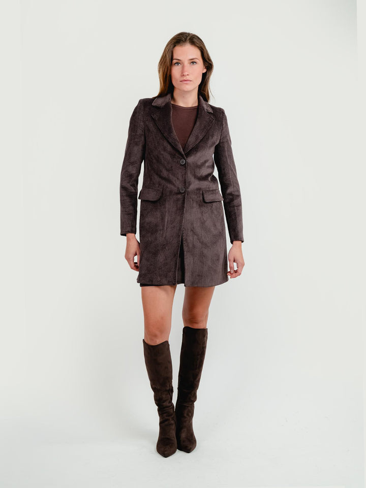 CAPPOTTO MONOPETTO IN VELLUTO A COSTE TESTA MORO 3385VRS CAFFE ANDREA MORANDO 