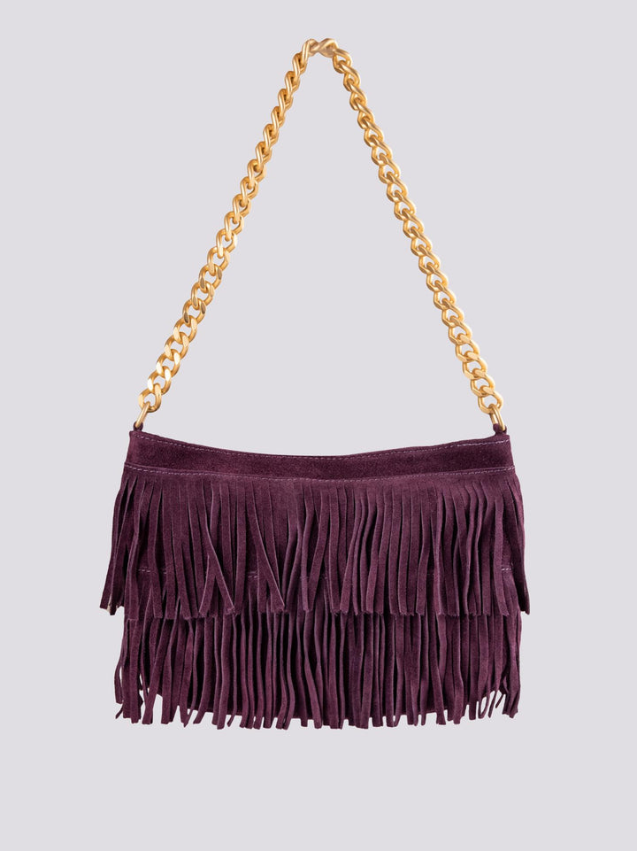 Borsa a tracolla in camoscio con frange viola Jigly JIGLY VIOLA BIMOR 