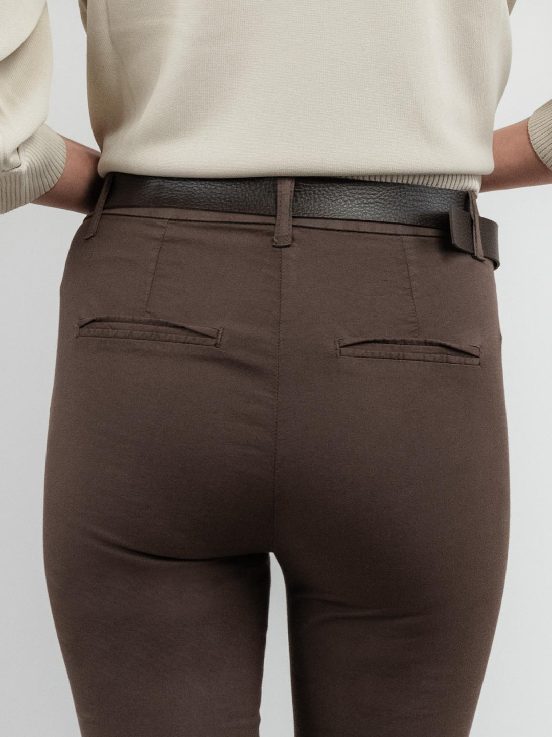 PANTALONE A TROMBETTA IN COTONE TESTA MORO