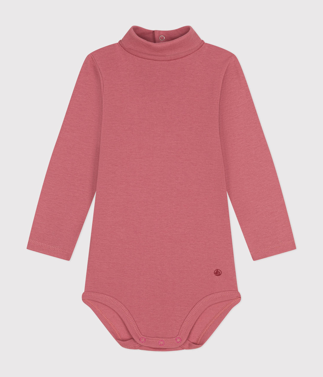 Body rosa a manica lunga e collo alto in cotone per bebè A0BQF 03 PETIT BATEAU 