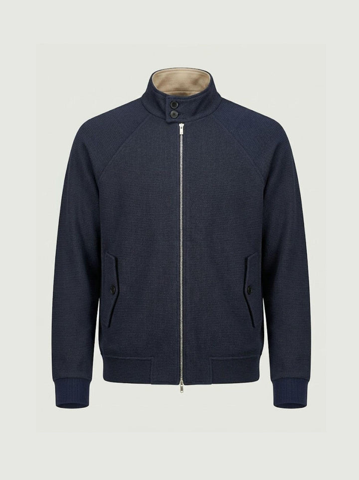 Bomber in maglia con collo a listino navy G0004PL0121M 7000 ANDREA MORANDO 