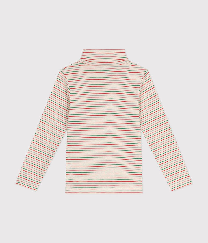 Dolcevita bianco a righe multicolor in cotone A0BLS 13 PETIT BATEAU 