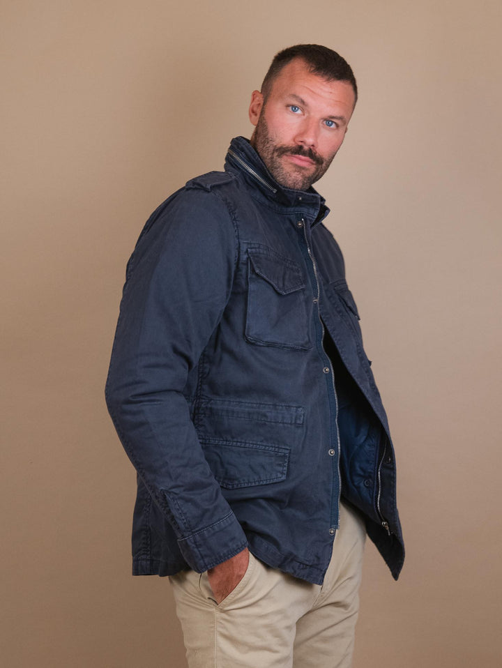 GIACCA SAHARIANA IMBOTTITA IN COTONE BLU BU24W04JKTWL100CO 200 ANDREA MORANDO 