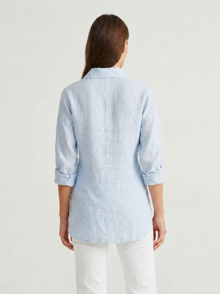 Camicia in lino azzurra chiaro 6CM0552 602 ANDREA MORANDO 