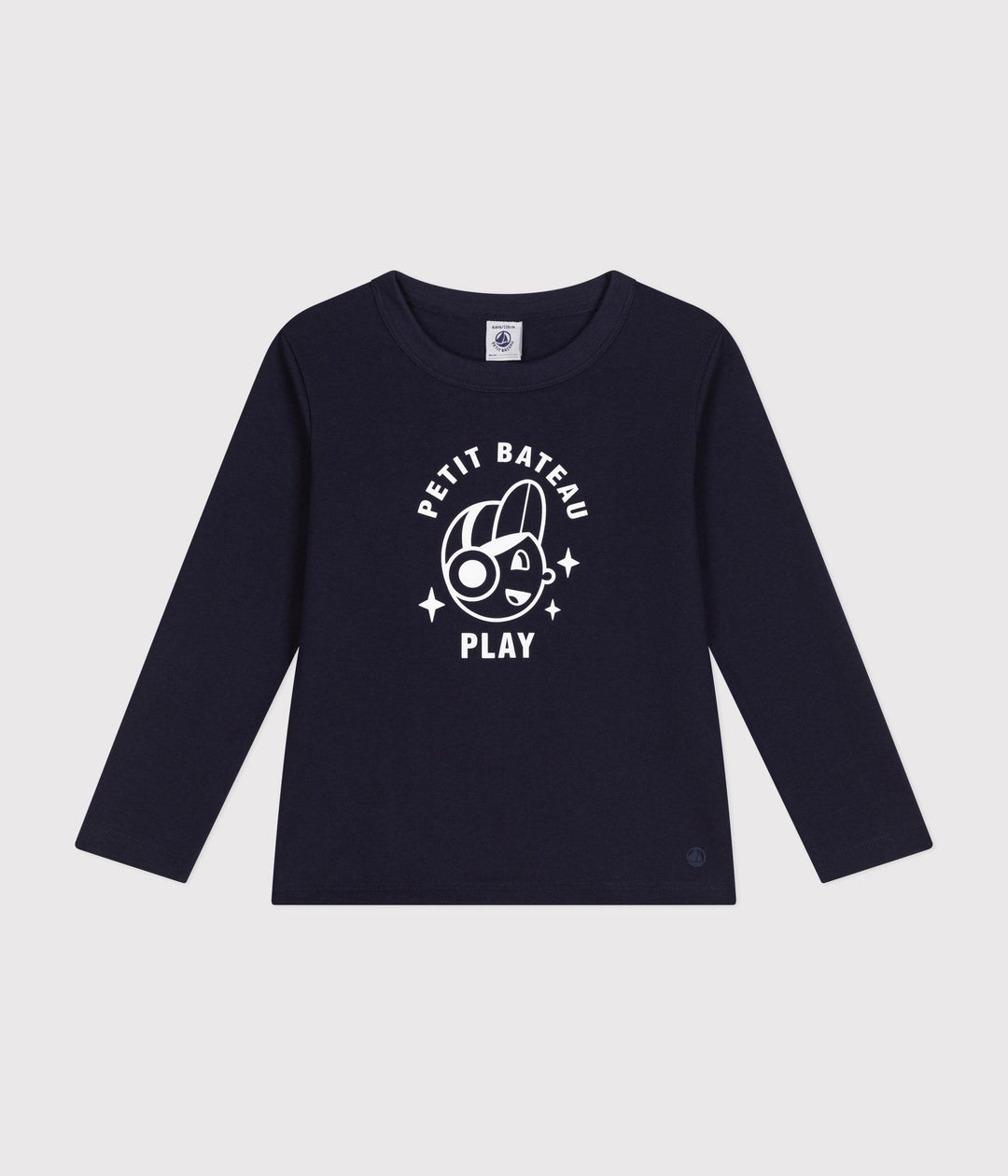 T-shirt blu a maniche lunghe in jersey sottile bambino A0BJK 05 PETIT BATEAU 