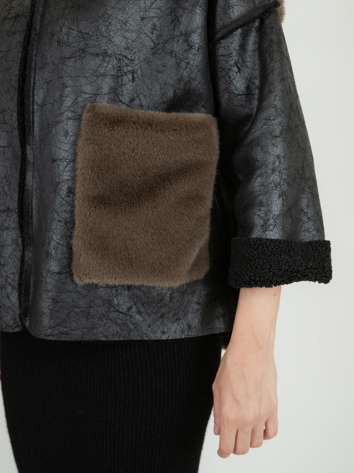 ECO MONTONE NERO CON CAPPUCCIO ISONE 4208 ANDREA MORANDO 