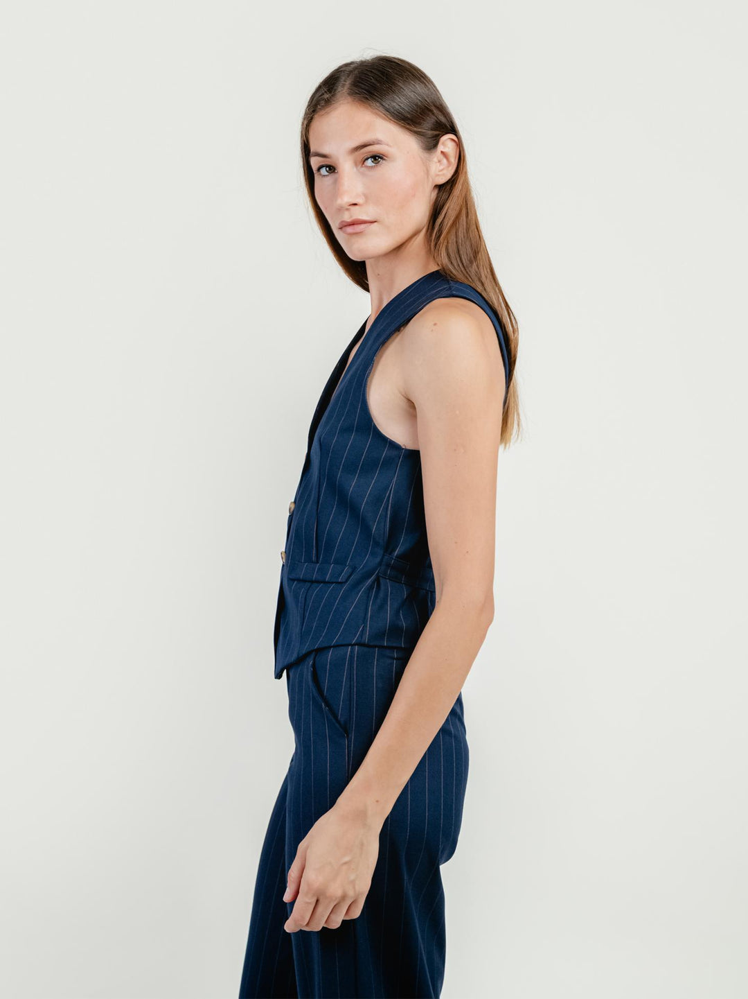 GILET MONOPETTO GESSATO BLU 9933 GESSATO ANDREA MORANDO 