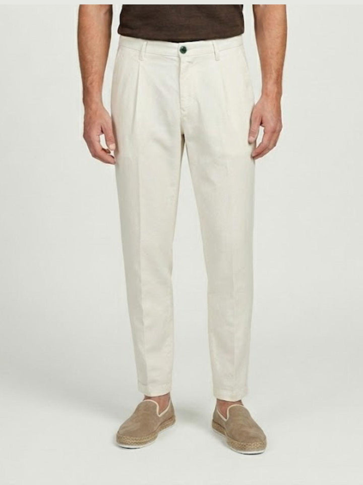 Pantalone chino in lino e cotone bianco P-TONY 1150 ANDREA MORANDO 