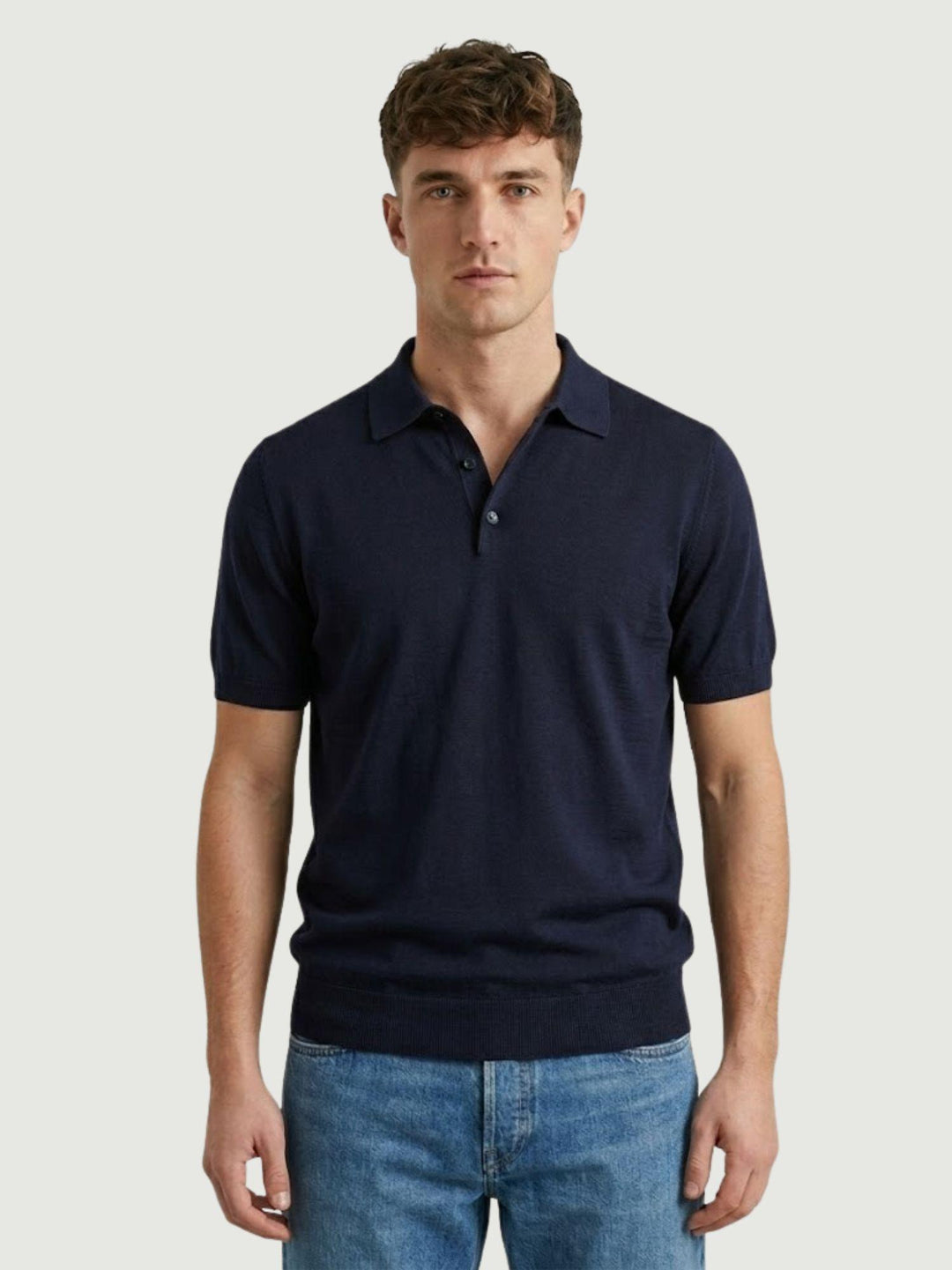 Polo in tencel navy 10-LY0014 7000 ANDREA MORANDO 