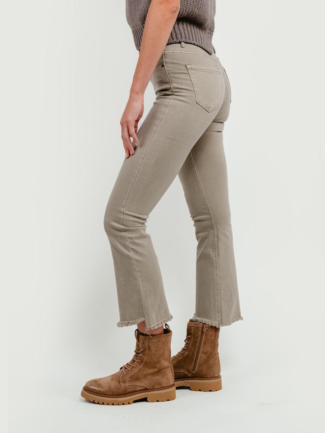 PANTALONE 5 TASCHE A TROMBETTA SFRANGIATO BEIGE 6826/26 BEIGE ANDREA MORANDO 