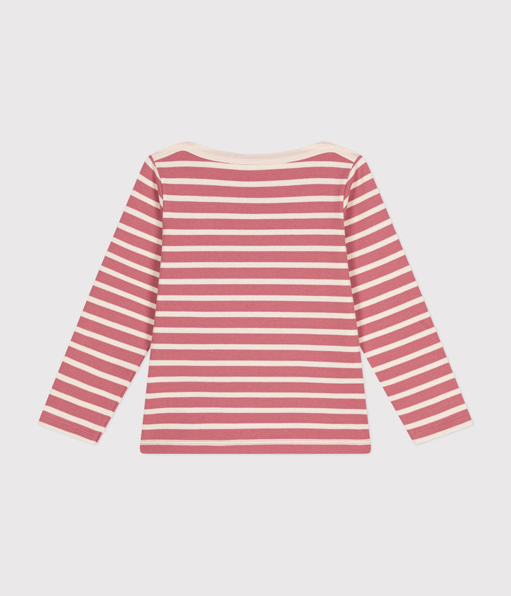 Marinière a righe rosa e bianco in cotone A0BJL 02 PETIT BATEAU 