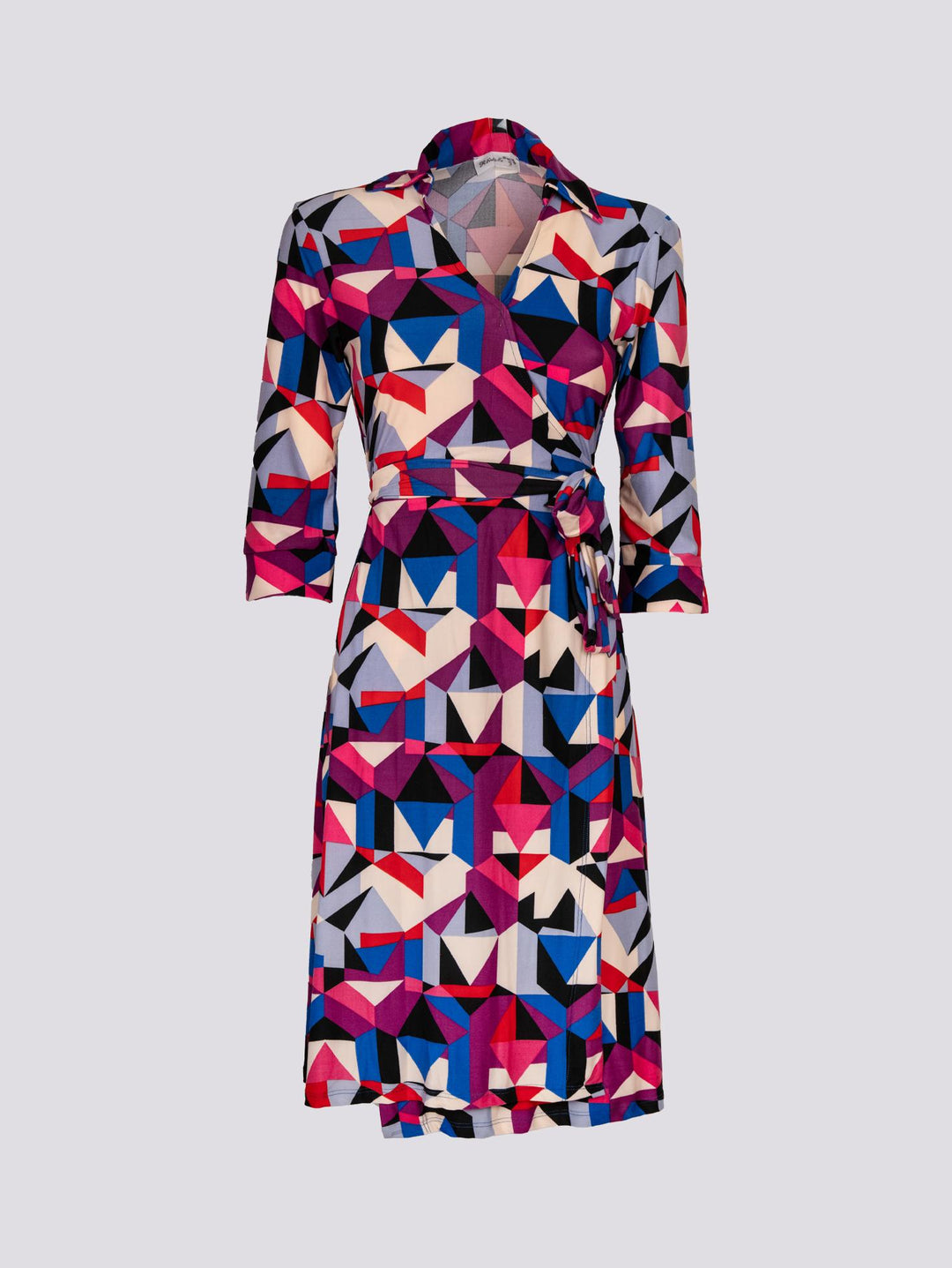 Abito kimono in fantasia geometrica viola multicolor DIANE GEOMETRICA ANDREA MORANDO 