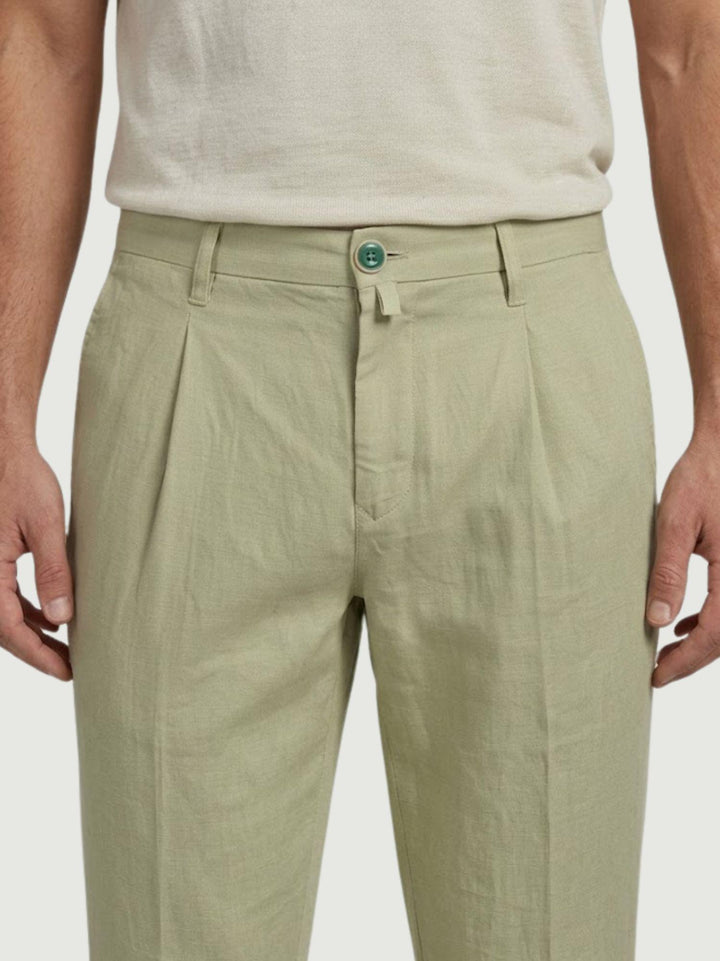 Pantalone chino in lino e cotone salvia P-TONY 15 ANDREA MORANDO 
