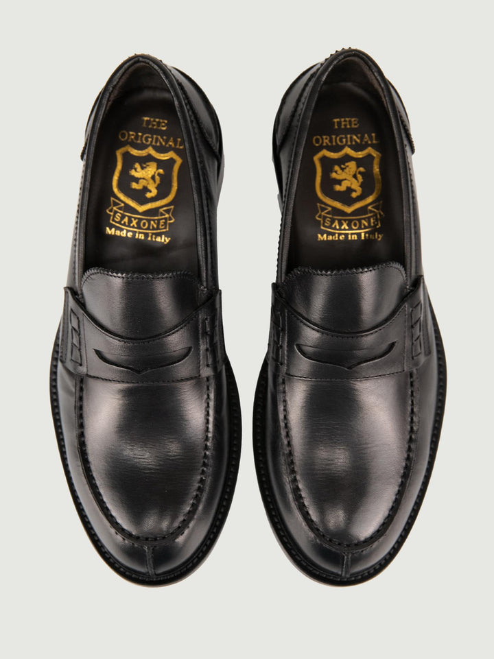 MOCASSINO PENNY IN PELLE NERA 1405 NERO SAXONE 
