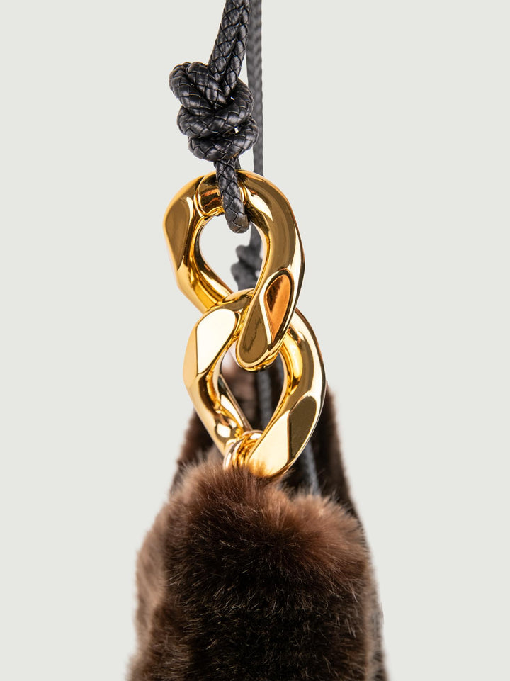 BORSA A SPALLA IN ECOPELLICCIA MARRONE LESLIE MARRONE A POINT ETC 