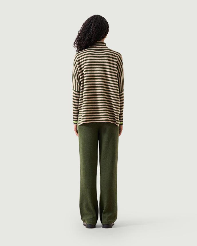 Dolcevita JOANNA IN cashmere A RIGHE BEIGE E VERDONE JOANNA ARTICHOKE ABSOLUT CASHMERE 