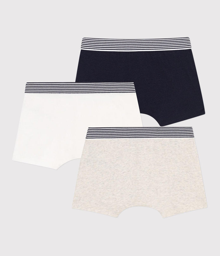 CONFEZIONE DA 3 BOXER BAMBINO IN COTONE TINTA UNITA A0891 00 PETIT BATEAU 
