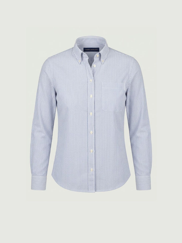 Camicia in cotone a righe azzurre e bianche 4006 RIGA ANDREA MORANDO 