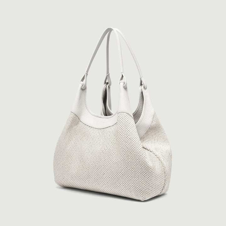 Borsa a spalla Dua in pelle e tessuto bianca BS 10370/24PE CST-PL 211 GIANNI CHIARINI 