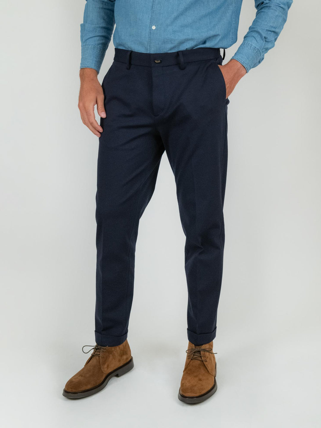 PANTALONE CLASSICO BLU IN JERSEY F2W4CT00P002 147 ANDREA MORANDO 