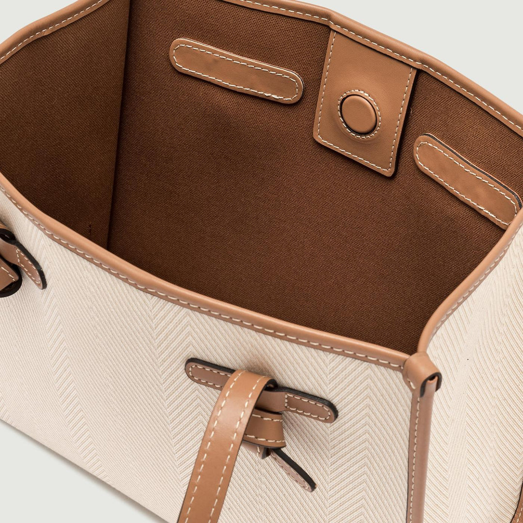 BORSA SHOPPING MARCELLA IN TESSUTO SPIGATO BEIGE BS 6849/24PE WNDCHEV 13 GIANNI CHIARINI 