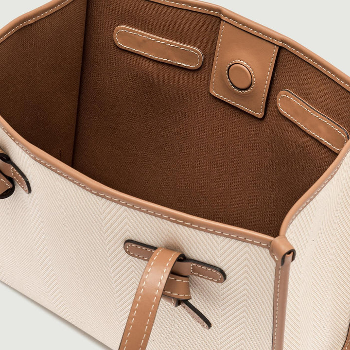 BORSA SHOPPING MARCELLA IN TESSUTO SPIGATO BEIGE BS 6849/24PE WNDCHEV 13 GIANNI CHIARINI 