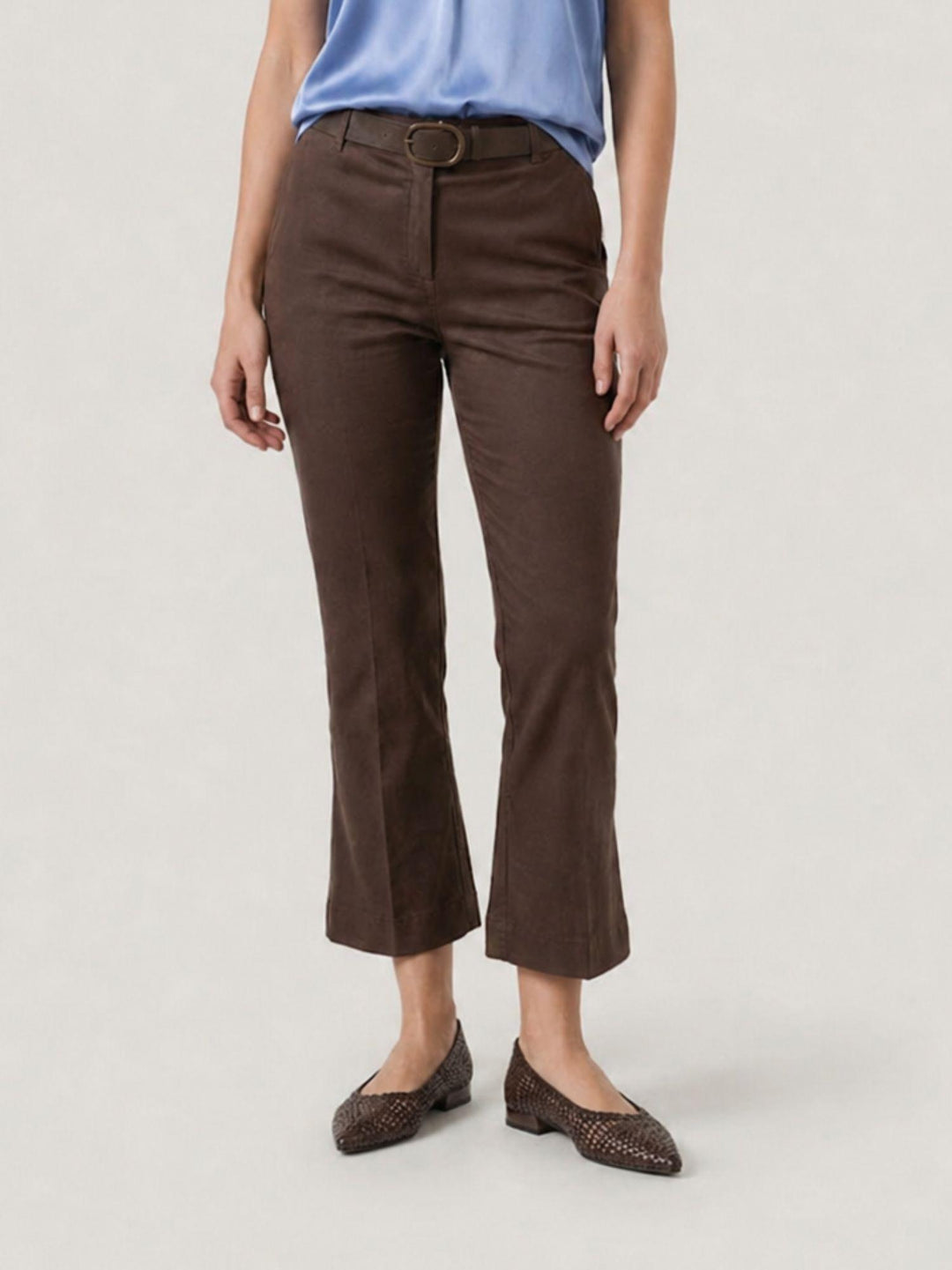 Pantalone a trombetta in cotone cioccolato 824MA CIOCCOLATO ANDREA MORANDO 