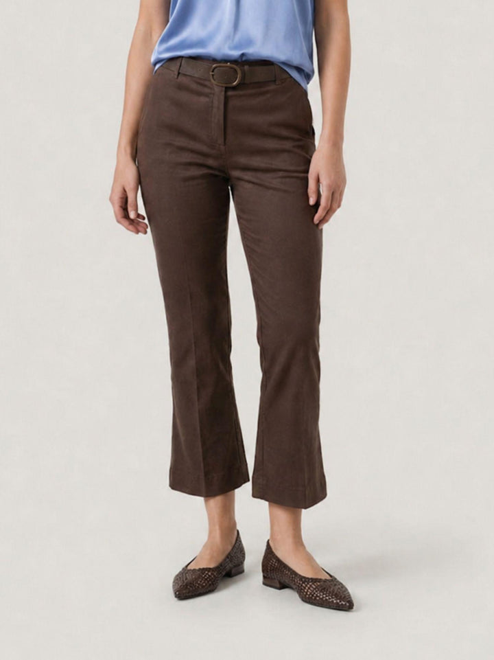 Pantalone a trombetta in cotone cioccolato 824MA CIOCCOLATO ANDREA MORANDO 