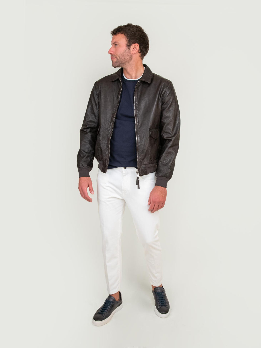 GIACCA IN PELLE MARRONE INVECCHIATA NEW JERSEY 06 JACK LEATHER 